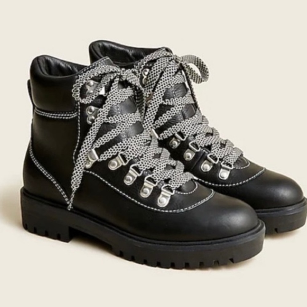 J.Crew Black Nordic Cozy Thermoplastic Rubber Outsole Lace Up Comfy Boots 8.5-9‎